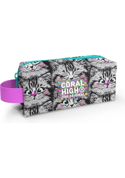 Coral High Kids Gri Kedi Desenli Kalem Çantası 22078