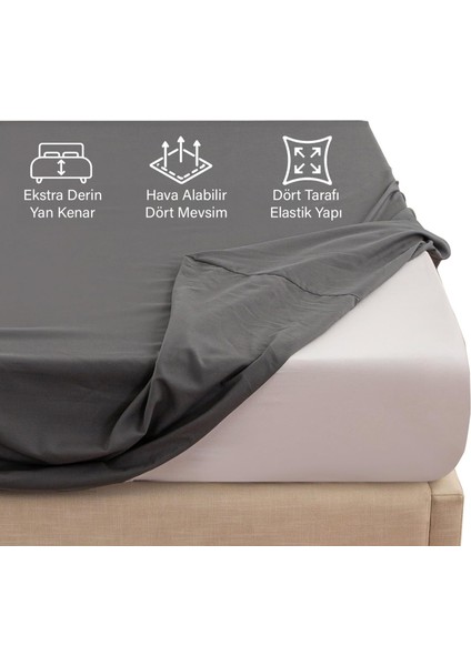 | Ranforce | Pamuklu Çift Kişilik Antrasit Lastikli Çarşaf | 14 Renk | Fıtted | 200X200 modelleri