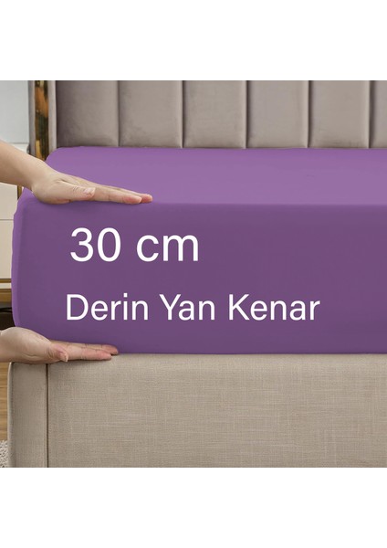 | Ranforce | Pamuklu Tek Kişilik Lila Lastikli Çarşaf | 14 Renk | Fıtted | 90X190