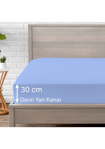 Teksnil Home | Ranforce | Pamuklu Çift Kişilik Mavi  Lastikli Çarşaf | 14 Renk | Fıtted | 160X200