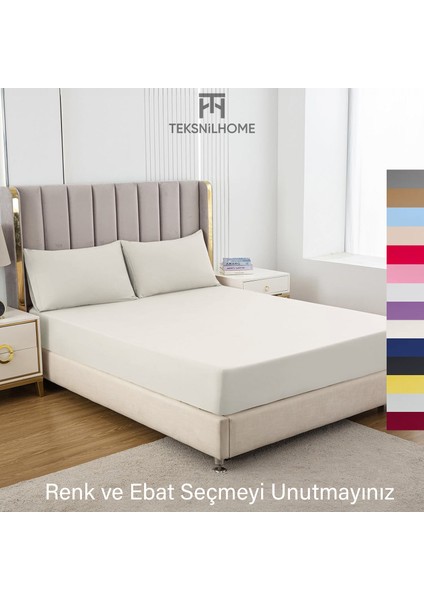 | Ranforce | Pamuklu Tek Kişilik Krem Lastikli Çarşaf | 14 Renk | Fıtted | 120X200