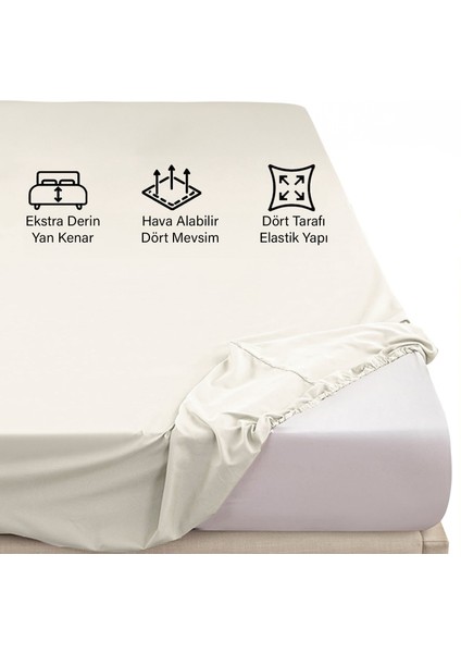 | Ranforce | Pamuklu Tek Kişilik Krem Lastikli Çarşaf | 14 Renk | Fıtted | 120X200