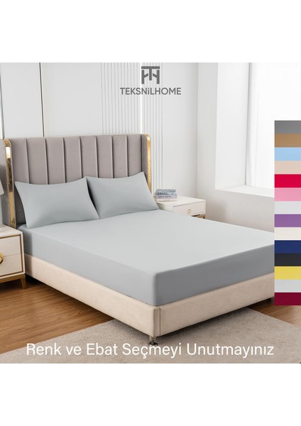 | Ranforce | Pamuklu Tek Kişilik Gri Lastikli Çarşaf | 14 Renk | Fıtted | 90X190