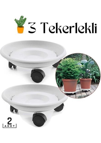 Maygi Store 2'li Tekerlekli Saksı Altığı 25 cm Coadura Design Beyaz 714453