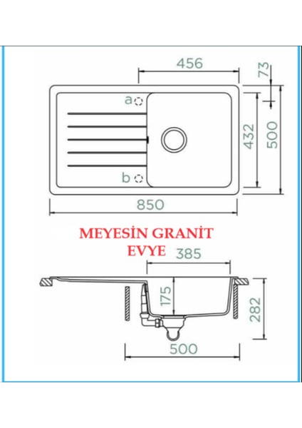 Granit Evye Beyaz Tek Göz Damlalıklı Mutfak Evyesi 86 x 50 Cm