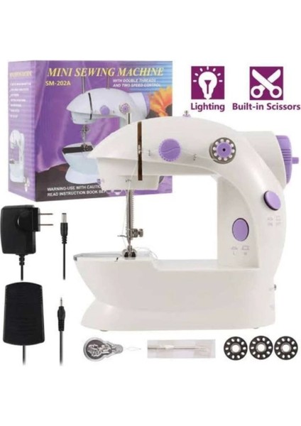 Dikiş Makinesi Sew Whiz Elektrikli Veya Pille Çalışabilen Çift Kademeli Işıklı Mini ( Lisinya ) Alithestereo