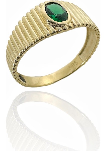 Minik Zümrüt Taşlı Günlük Kullanım Tarz 14 Ayar Altın Yüzük modelleri