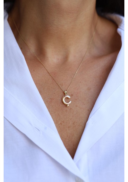 14 Ayar Altın Ç Harf Kolye Ucu fiyatları