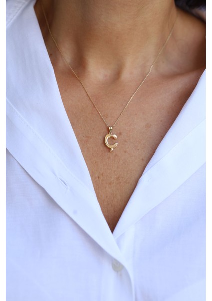 14 Ayar Altın Ç Harf Kolye Ucu fırsatları