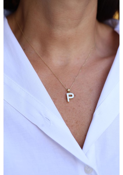 14 Ayar Altın P Harf Kolye Ucu