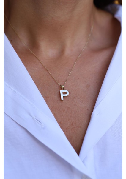 14 Ayar Altın P Harf Kolye Ucu modelleri