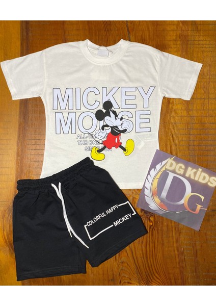 Mickey Mouse 2'li Takım Siyah Şort T-Shirt