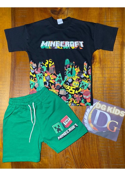 Minecraft 2 Li Takım Siyah T-Shirt Şort