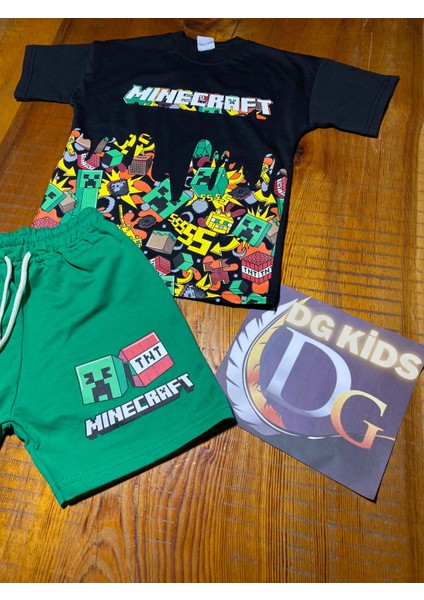 Minecraft 2 Li Takım Siyah T-Shirt Şort fiyatları