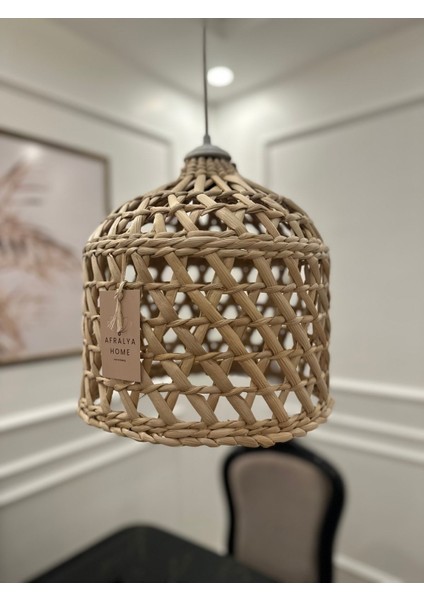 Hasır Bambu Rattan Avize 30CM (Duy Dahil )