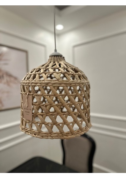 Hasır Bambu Rattan Avize 30CM (Duy Dahil )