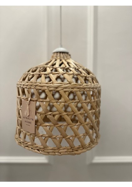 Hasır Bambu Rattan Avize 30CM (Duy Dahil )