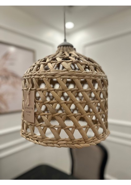 Hasır Bambu Rattan Avize 30CM (Duy Dahil )