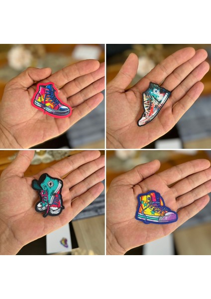 Ütü Ile Yapışan 4 Adet Örme Kumaş Arma Yırtık Kapatıcı Pratik Yama Tekstil Patch Renkli Tarz Şık Ayakkabı Lar
