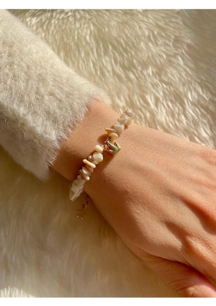 Bileklik Doğal Taş Taclı Sedef Serisi