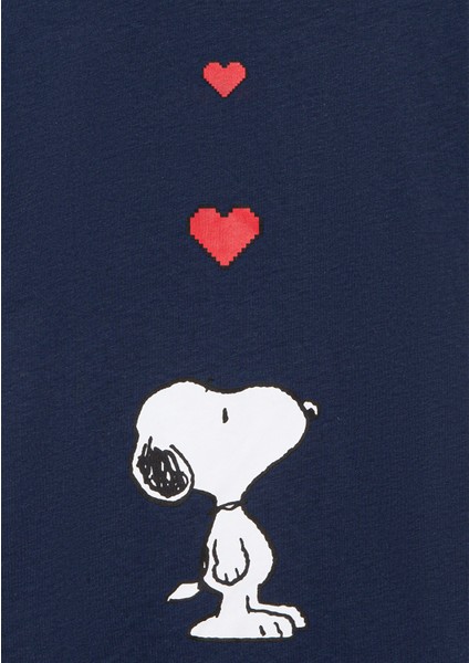 Snoopy Baskılı Lacivert T-Shirt 7610242-70488