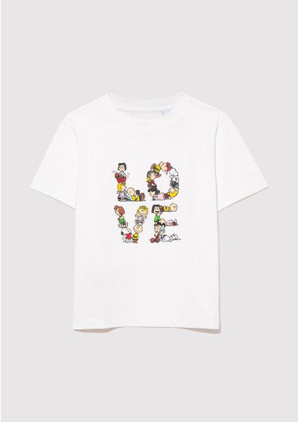 Snoopy Baskılı Beyaz T-Shirt 7610243-70057