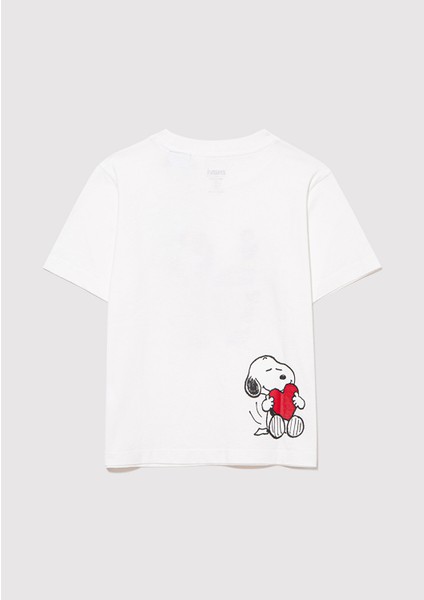 Snoopy Baskılı Beyaz T-Shirt 7610243-70057