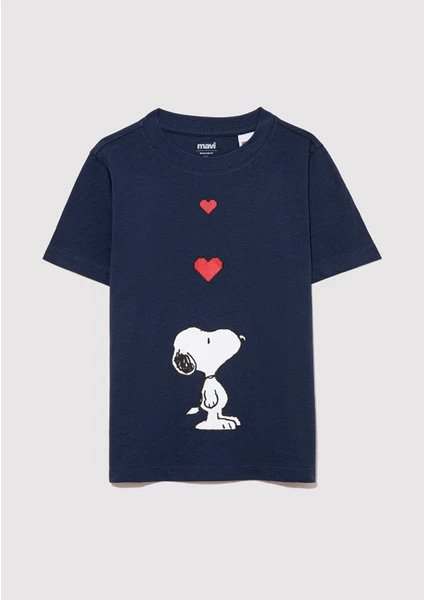 Snoopy Baskılı Lacivert T-Shirt 7610242-70488