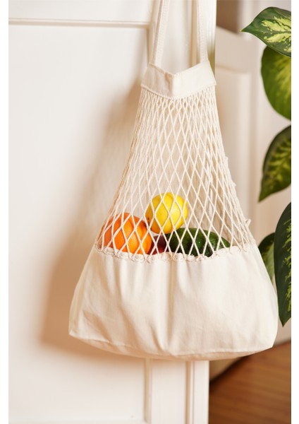 File Torba Natürel Plaj Pazar File Çanta 42,5X70 cm