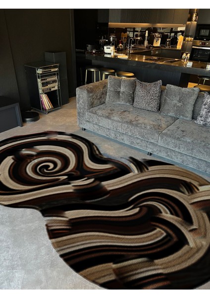 Shape Koleksiyonu Siyah Bej Tonlarda Soyut Desenli Dokuma Taban Modern Dekoratif Halı SHAPE75 fiyatları