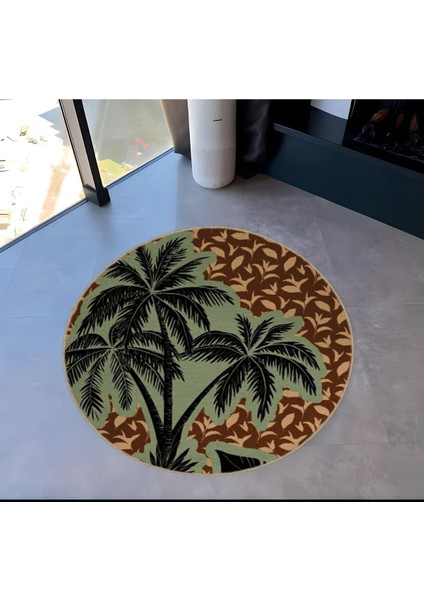 Shape Koleksiyonu Yuvarlak Palmiye Detaylı Çok Renkli Desenli Dokuma Taban Halı SHAPE125