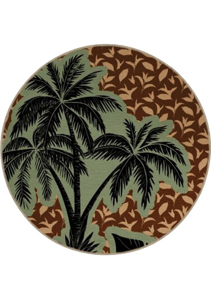 Shape Koleksiyonu Yuvarlak Palmiye Detaylı Çok Renkli Desenli Dokuma Taban Halı SHAPE125 modelleri