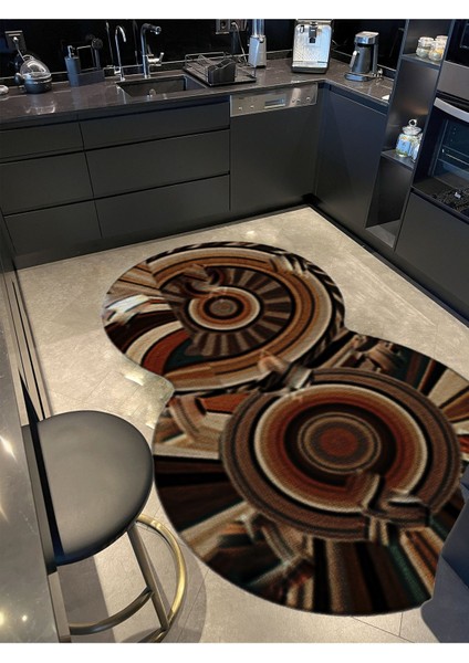 Shape Koleksiyonu Kahve Tonlarda Soyut Desenli Dokuma Taban Modern Dekoratif Halı SHAPE73