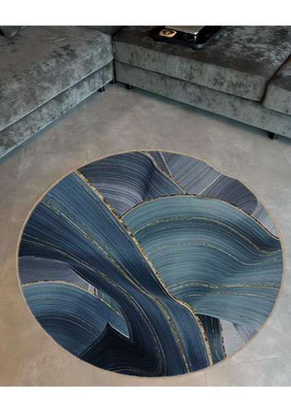 Shape Koleksiyonu Yuvarlak Mavi Tonlarda Soyut Desenli Dokuma Taban Halı SHAPE96 fiyatları