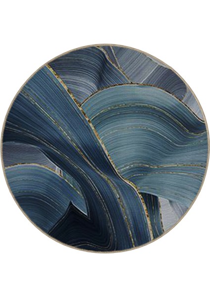 Shape Koleksiyonu Yuvarlak Mavi Tonlarda Soyut Desenli Dokuma Taban Halı SHAPE96 modelleri