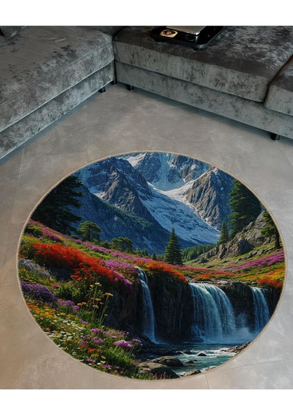 Shape Koleksiyonu Yuvarlak Dağ Manzarası Desenli Dokuma Taban Halı SHAPE106 fiyatları