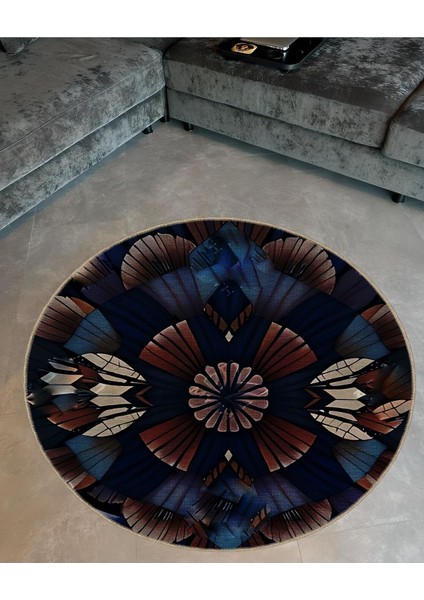 Shape Koleksiyonu Yuvarlak Koyu Tonlarda Soyut Desenli Dokuma Taban Halı SHAPE90 fiyatları