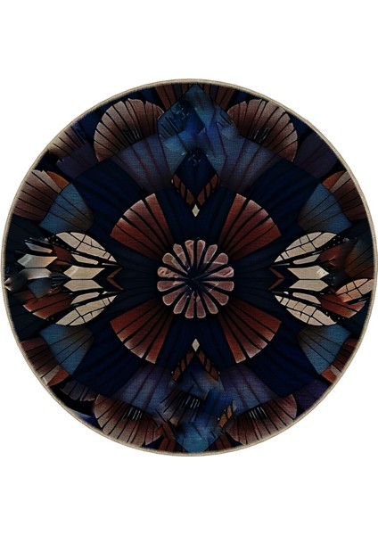 Shape Koleksiyonu Yuvarlak Koyu Tonlarda Soyut Desenli Dokuma Taban Halı SHAPE90 modelleri