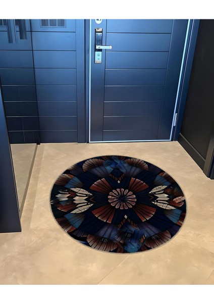 Shape Koleksiyonu Yuvarlak Koyu Tonlarda Soyut Desenli Dokuma Taban Halı SHAPE90 fırsatları