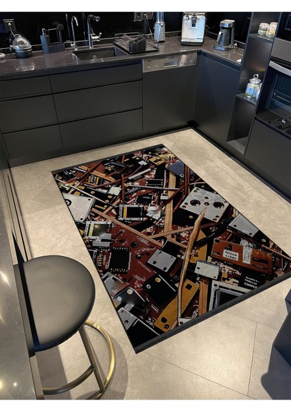 Shape Koleksiyonu Çok Renkli Desenli Dokuma Taban Saçaklı Modern Dekoratif Halı SHAPE107