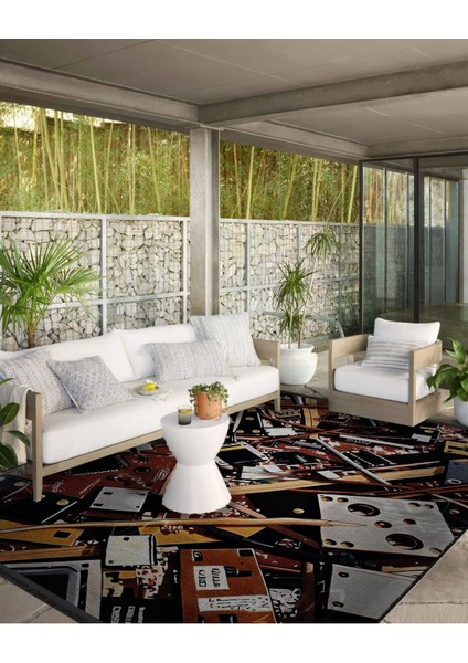 Shape Koleksiyonu Çok Renkli Desenli Dokuma Taban Saçaklı Modern Dekoratif Halı SHAPE107 modelleri