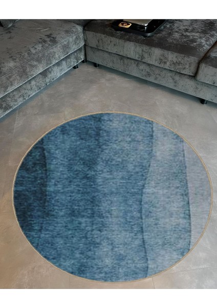 Shape Koleksiyonu Yuvarlak Mavi Tonlarda Soyut Desenli Dokuma Taban Halı SHAPE126 fiyatları