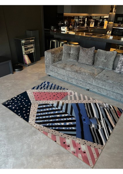 Rugs Modern Shape Koleksiyonu Çok Renkli Puantiye Detaylı Dokuma Taban Modern Dekoratif Halı SHAPE78