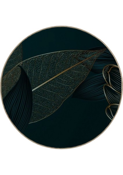 Shape Koleksiyonu Koyu Yeşil Soyut Yaprak Desenli Dokuma Taban Halı SHAPE98 modelleri