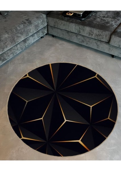 Shape Koleksiyonu Yuvarlak Siyah Sarı Desenli Dokuma Taban Halı SHAPE104 fiyatları
