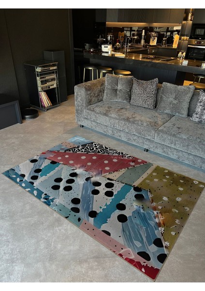 Shape Koleksiyonu Çok Renkli Puantiye Desenli Dokuma Taban Modern Dekoratif Halı SHAPE82