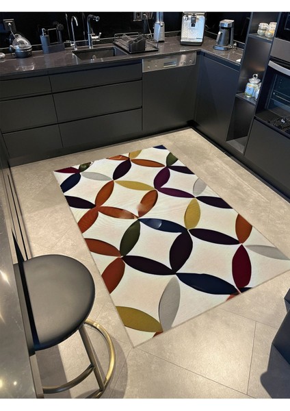 Shape Koleksiyonu Çok Renkli Soyut Desenli Dokuma Taban Modern Dekoratif Halı SHAPE77