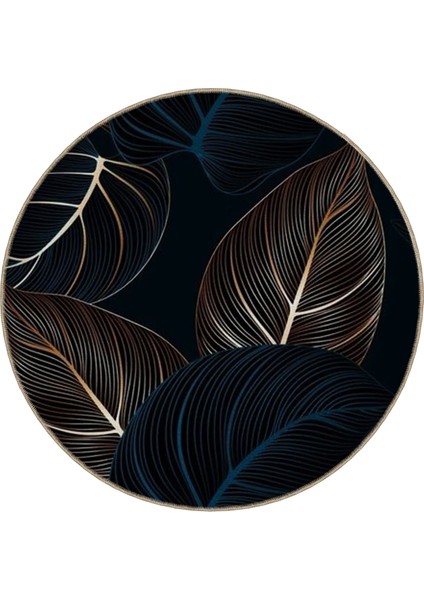 Shape Koleksiyonu Koyu Tonlarda Yaprak Desenli Dokuma Taban Halı SHAPE102 modelleri