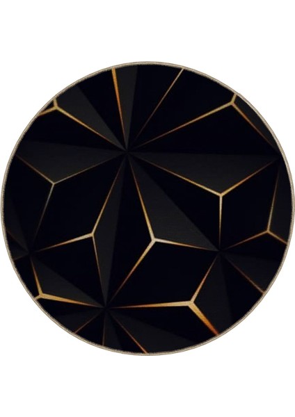 Shape Koleksiyonu Yuvarlak Siyah Sarı Desenli Dokuma Taban Halı SHAPE104 modelleri
