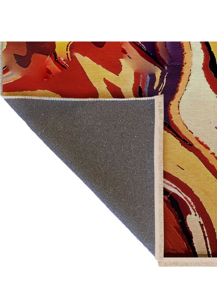 Shape Koleksiyonu Çok Renkli Soyut Desen Dokuma Taban Saçaklı Modern Dekoratif Halı SHAPE117